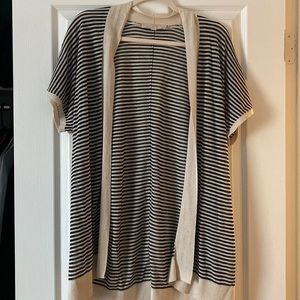 EUC Womens Small Loft Striped Lightweight Cover up in Black and Tan